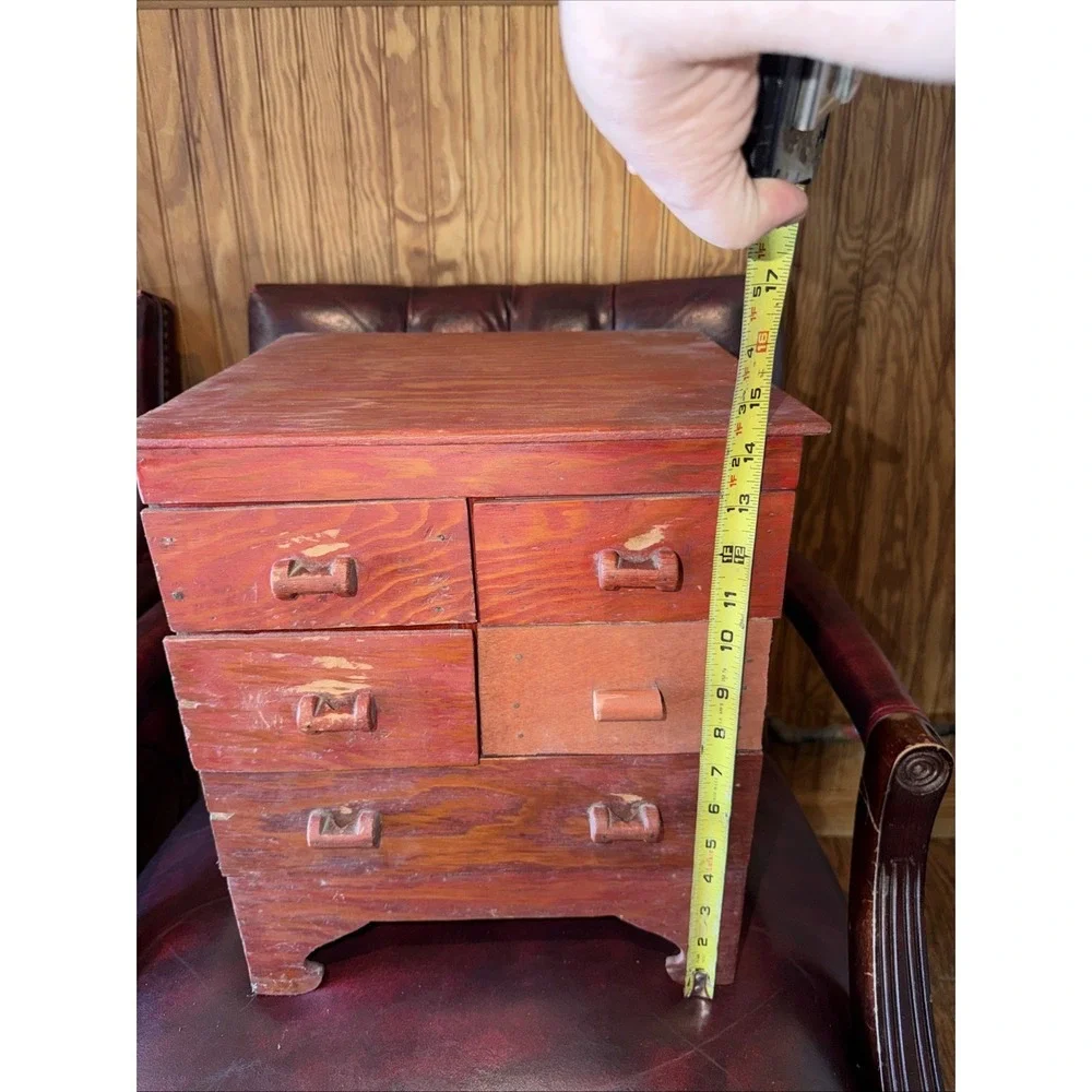 Primitive Antique 5 Drawer Parts Seed Thread Cabinet Apothecary Chest Handmade